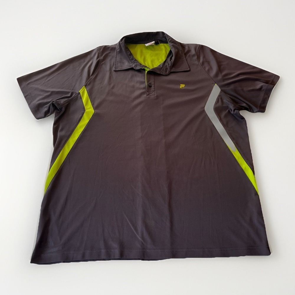 4/$25 SALE! Fila Sport Golf Polo Shirt Men's XL Gray Vented‎ Back Short Sleeve